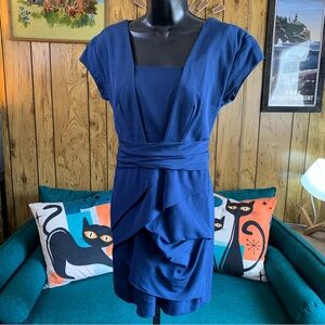 Reiss Royal Blue Draped Midi Dress